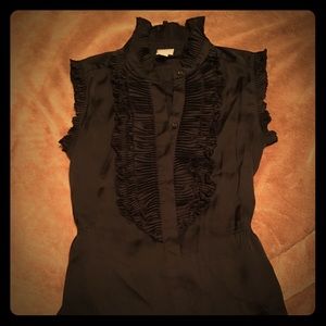 Silk blouse tank with ruffles